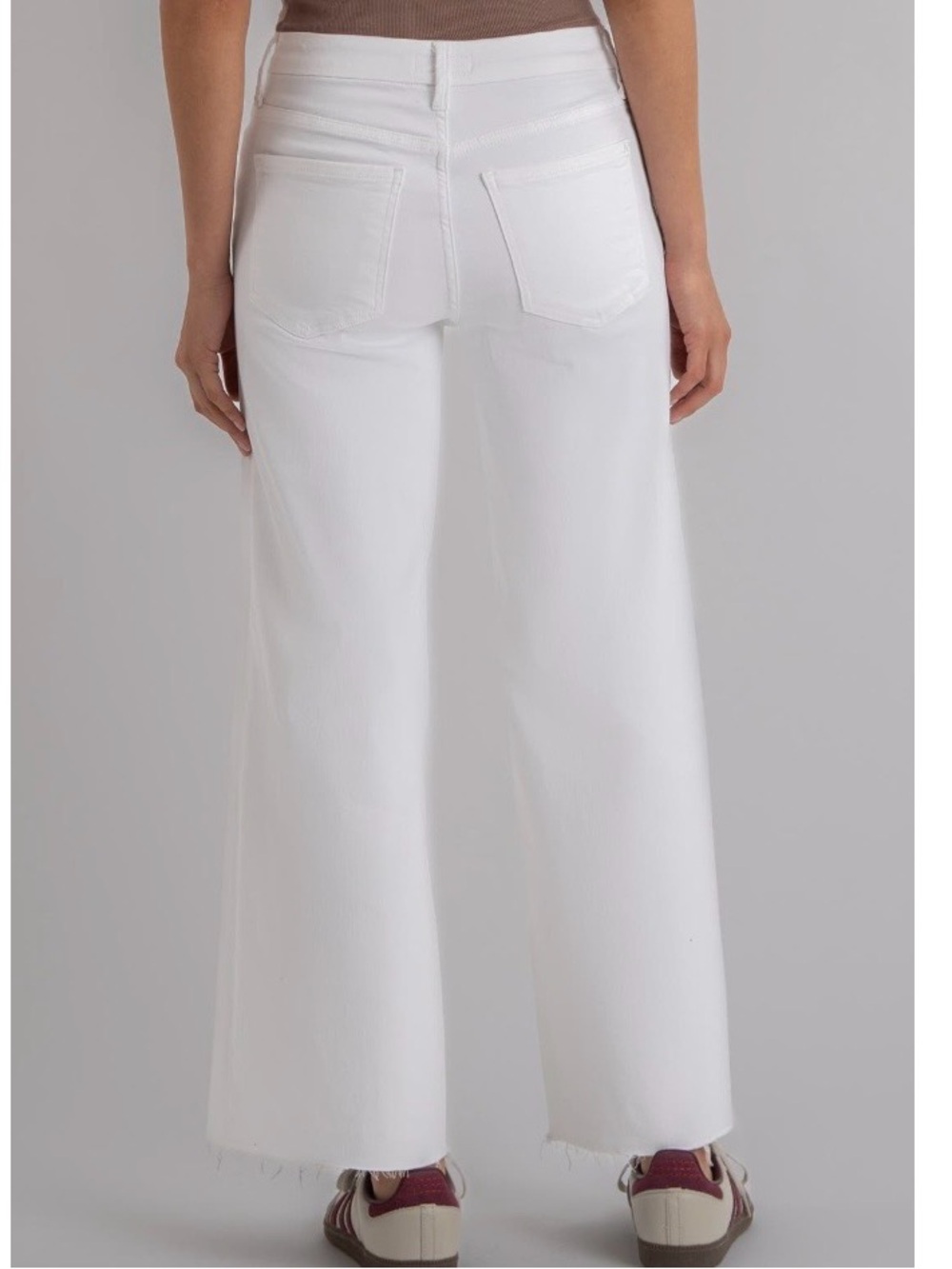 KUT From The Kloth Meg Fab Ab Wide Leg Jeans Womens 10 White High Rise Raw Hem - Picture 2 of 14